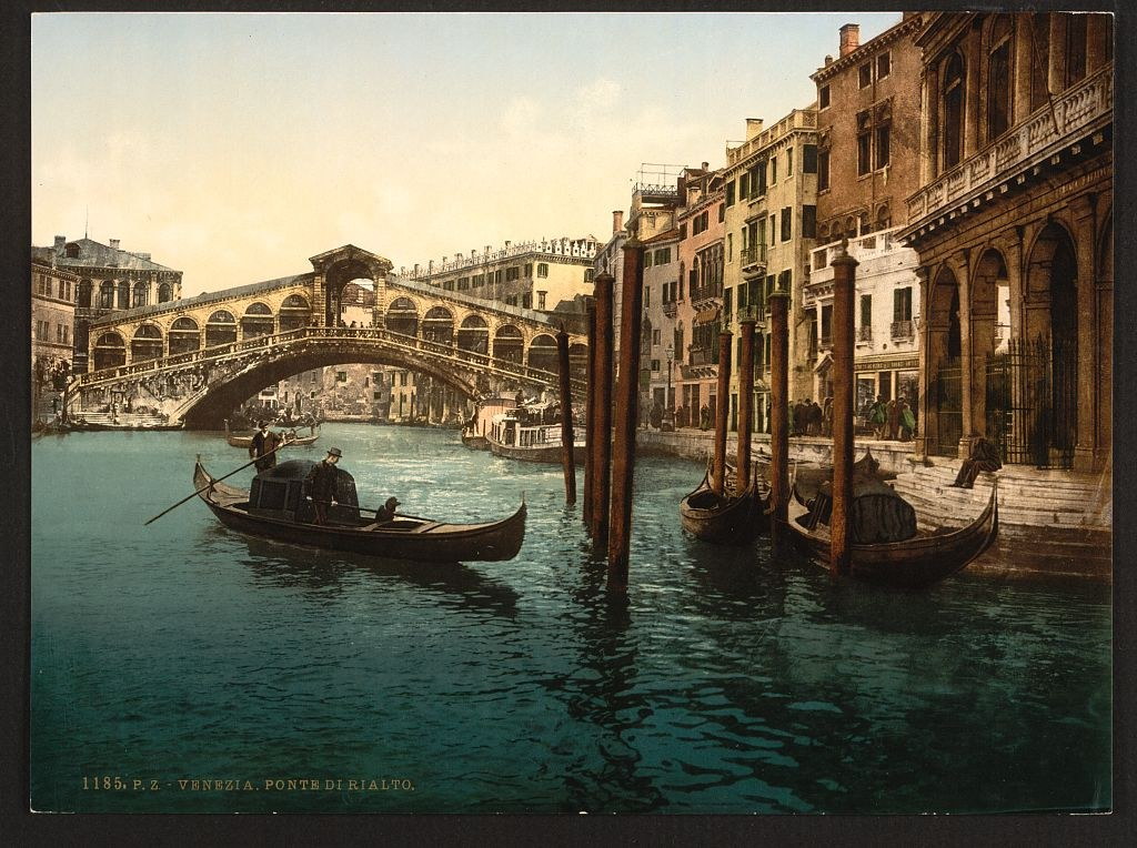 Il ponte di Rialto - fotocromia, Venezia, 1895 circa