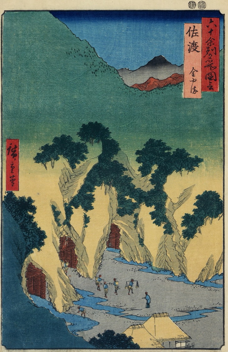 La miniera d’oro della provincia di Sado - Utagawa Hiroshige, 1853