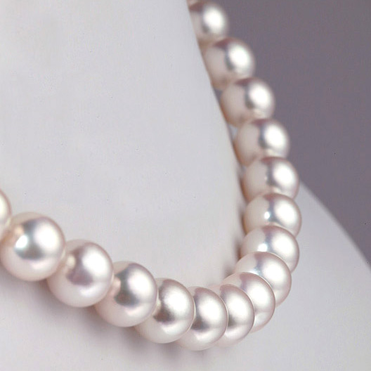 Certificato di test ORIGINALE ENORME AAA 10-11MM COLLANA DI PERLE REDONDE BIANCHE Akoya NATURALI 18 pollici Allunga più dimensioni  36