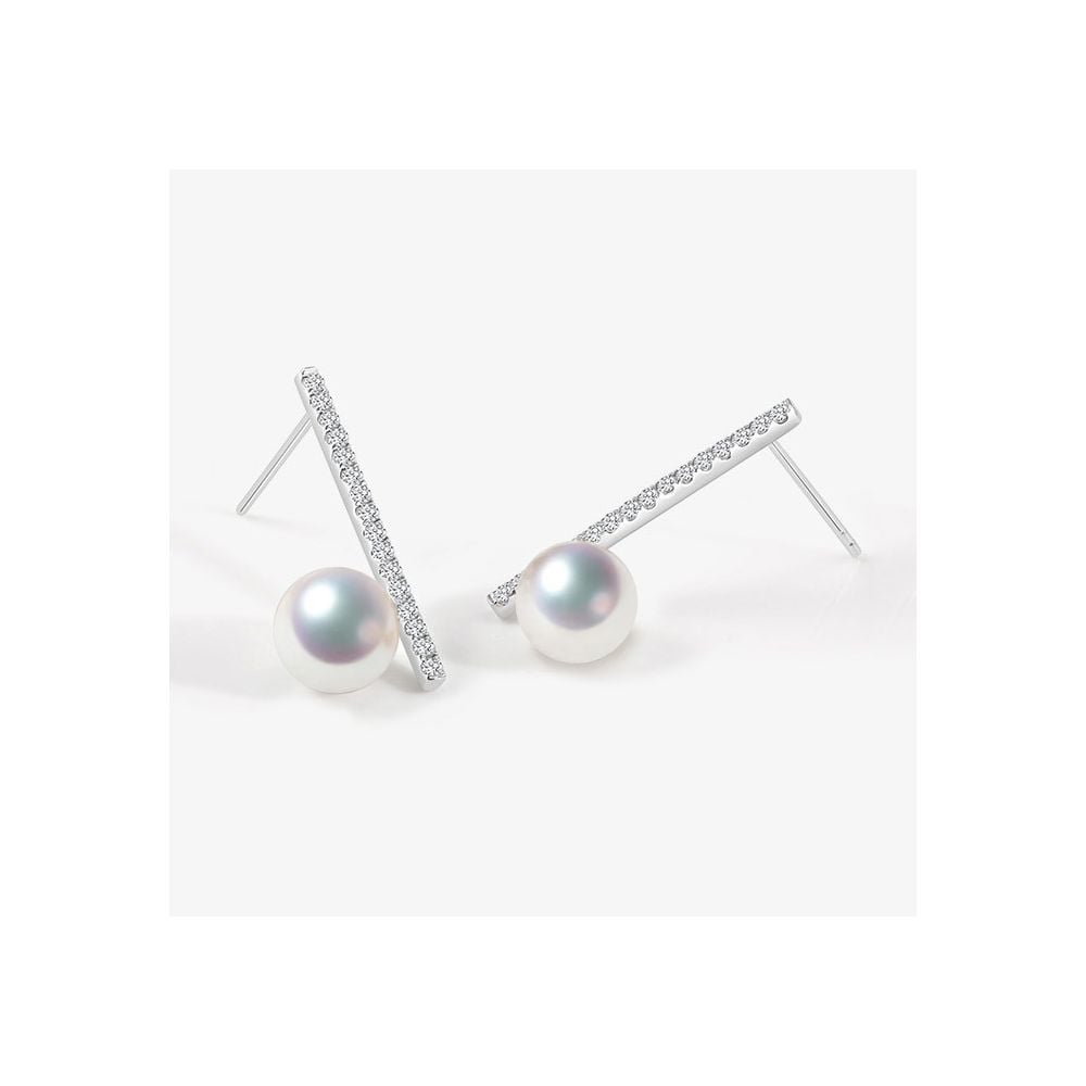 Orecchini Pendenti Con Perla D'Acqua Dolce 8-10mm In Argento 925 - Ipoallergenici, Con Zirconia, Per Donna, Confezione Regalo - 2