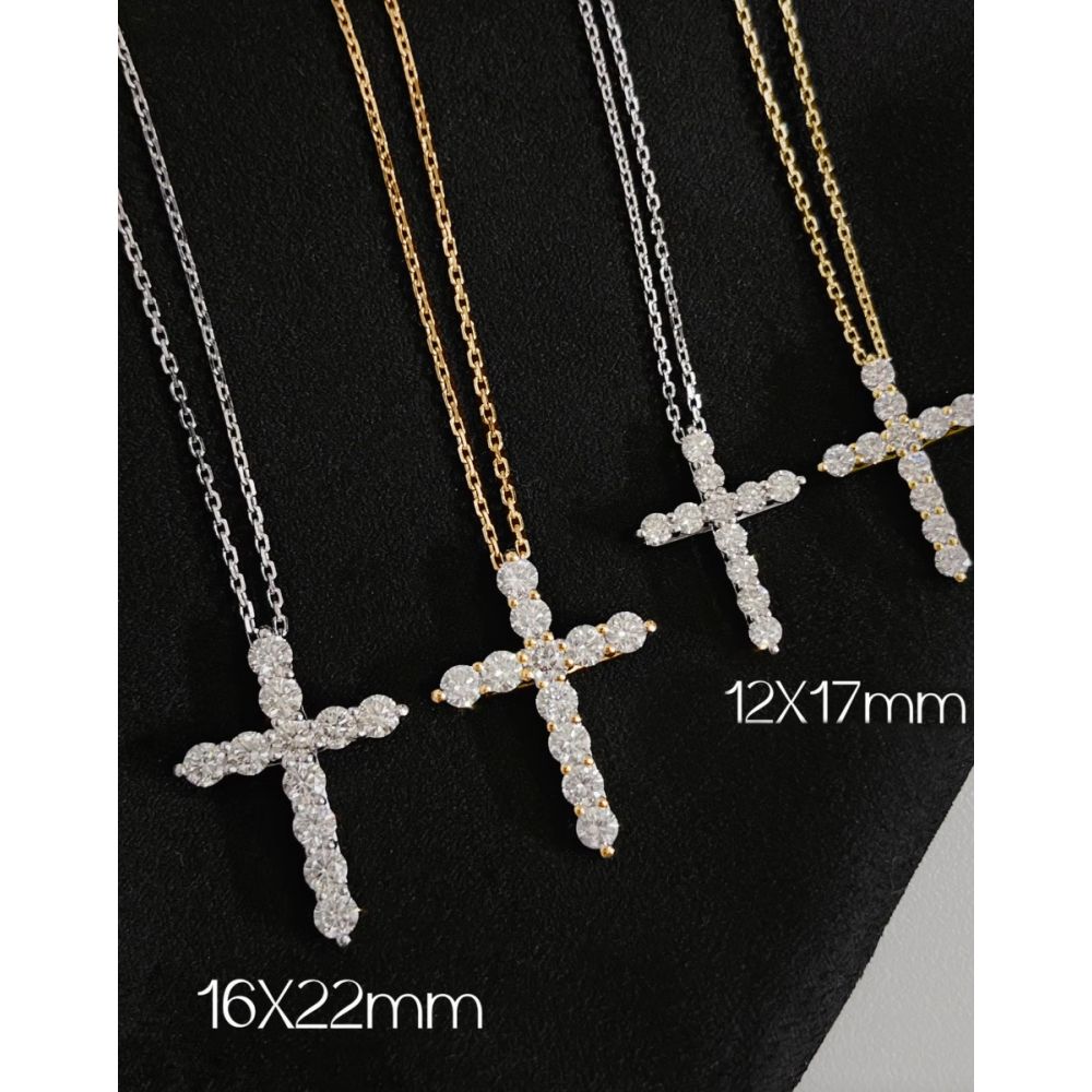 Ciondolo Croce Pepita Diamantata 10kt Oro Giallo &ndash; Gioiello Italiano Unisex, JEWELZWORLD