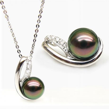 Collana Autentica Perle D'Acqua Dolce Nere 7-8 Mm &ndash; Oro Giallo 14K, Chiusura A Gancio