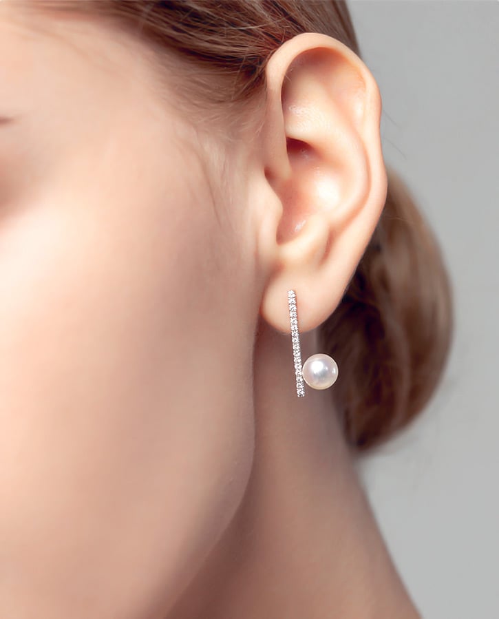Orecchini Pendenti Con Perle D'acqua Dolce 8-10mm In Argento 925 Placcato Oro Bianco E Rosato - Confezione Regalo - Gioielli Donna Eleganti E Ipoallergenici