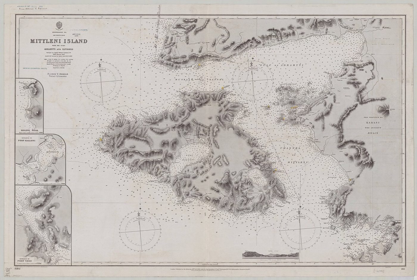 Carta nautica dell’Ammiragliato - Mitilene (Lesbo), 1860